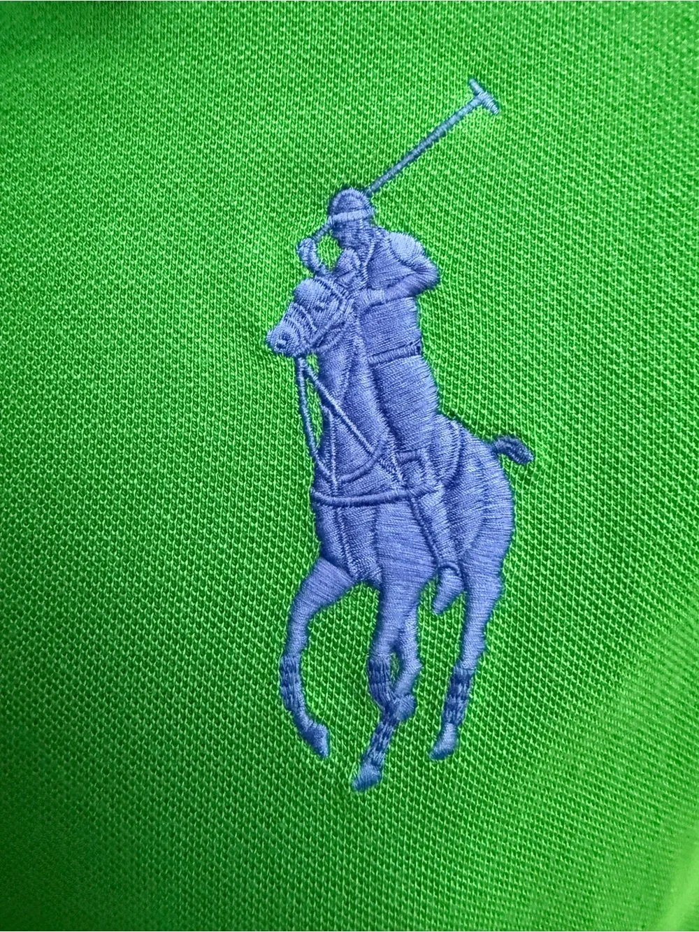 Ralph Lauren Green Polo with Blue Pony Logo
